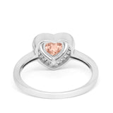 Halo Dazzling Heart Promise Ring Round Simulated CZ 925 Sterling Silver