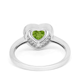 Halo Dazzling Heart Promise Ring Round Simulated CZ 925 Sterling Silver
