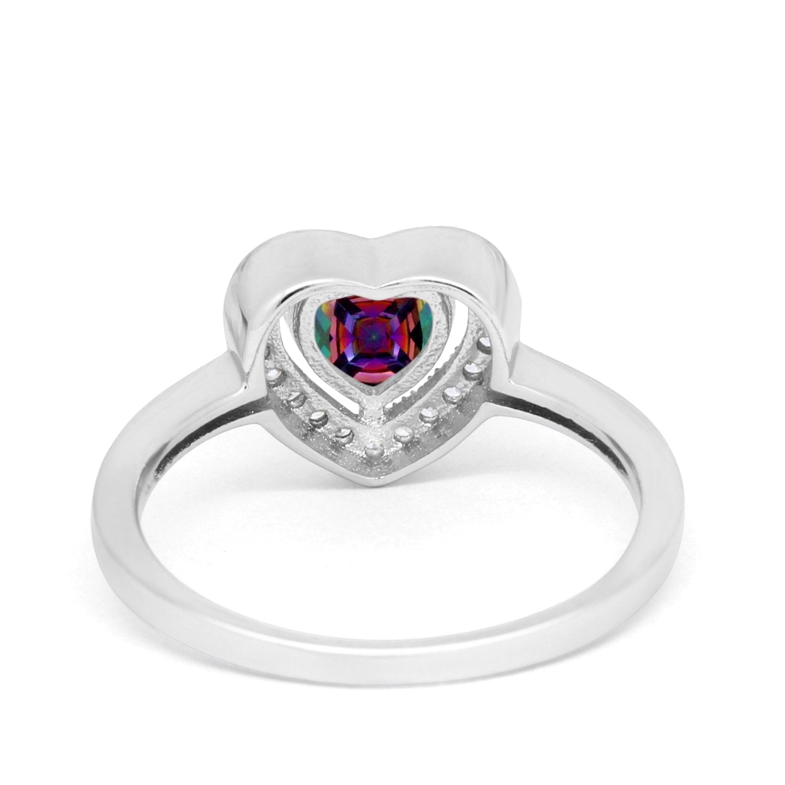 Halo Dazzling Heart Promise Ring Round Simulated CZ 925 Sterling Silver