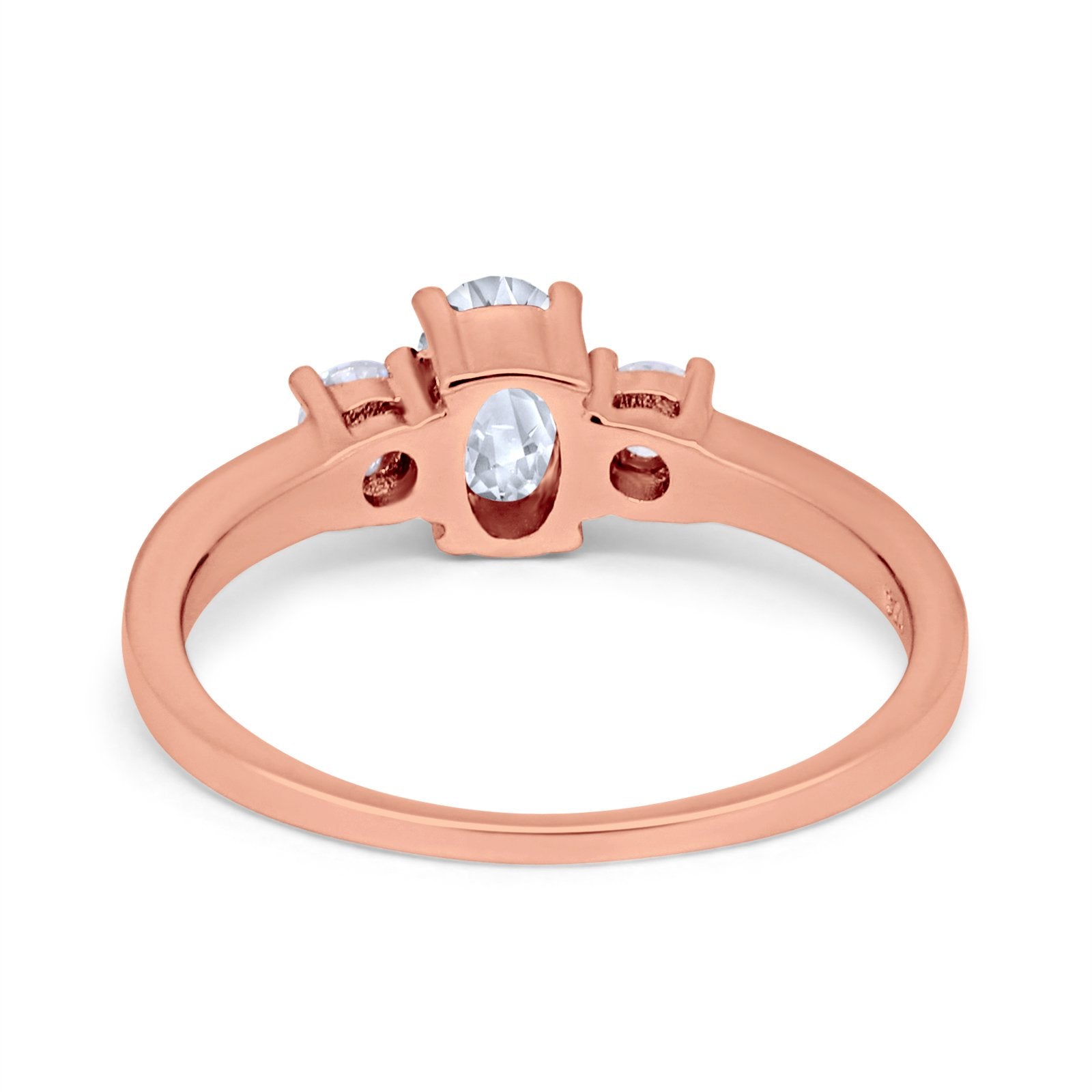 Solitaire Engagement Ring Oval Simulated Cubic Zirconia 925 Sterling Silver