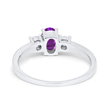 Solitaire Engagement Ring Oval Simulated Cubic Zirconia 925 Sterling Silver