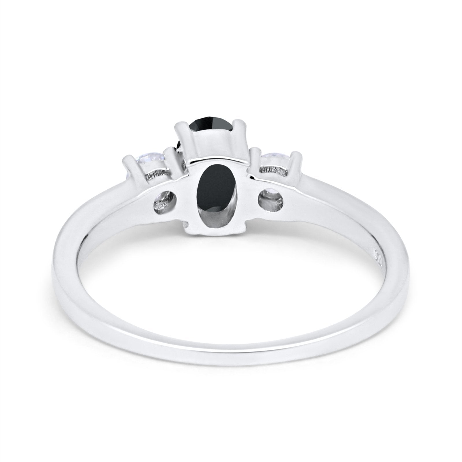 Solitaire Engagement Ring Oval Simulated Cubic Zirconia 925 Sterling Silver