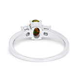 Solitaire Engagement Ring Oval Simulated Cubic Zirconia 925 Sterling Silver