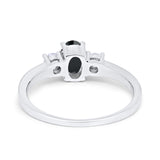 Solitaire Engagement Ring Oval Simulated Cubic Zirconia 925 Sterling Silver