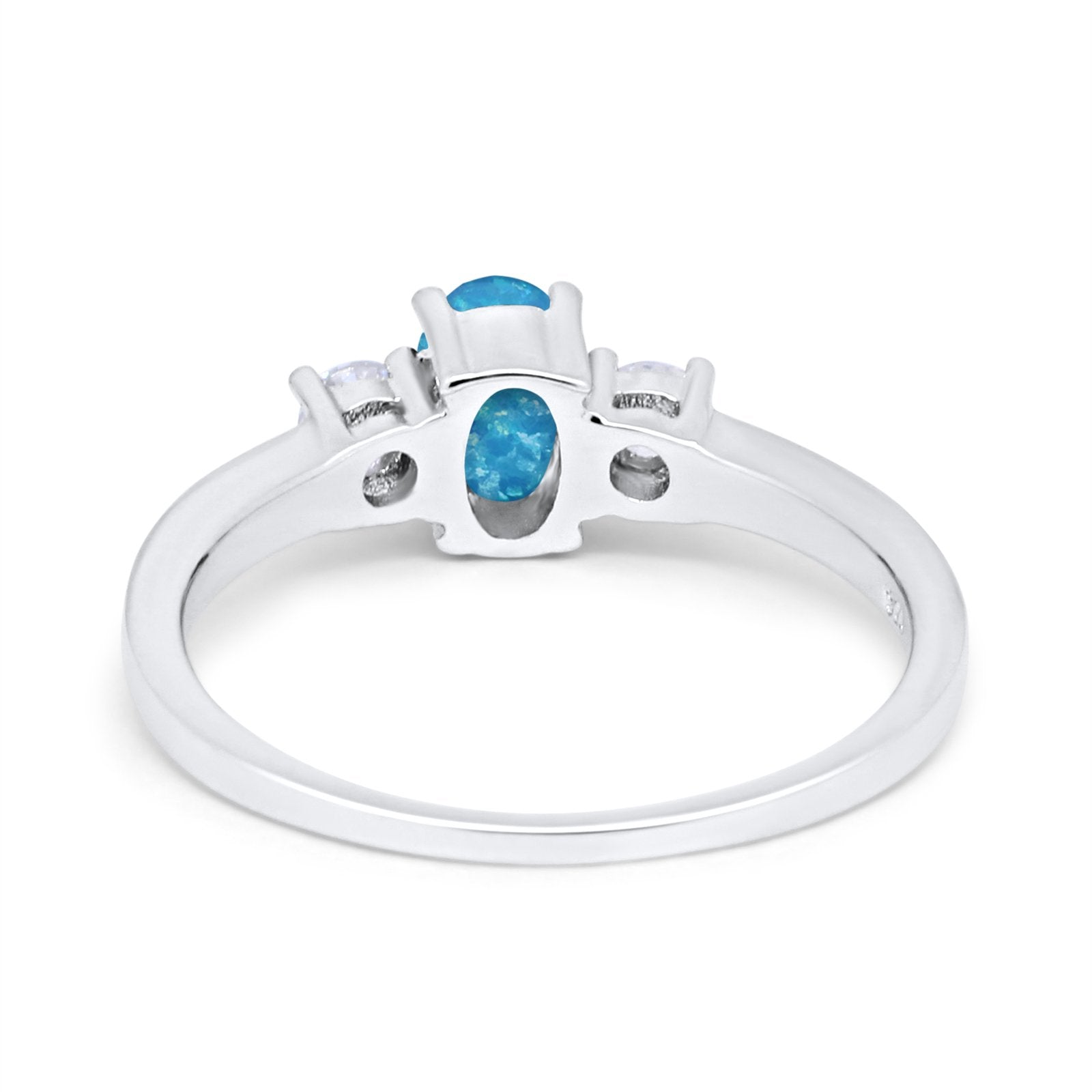 Solitaire Engagement Ring Oval Simulated Cubic Zirconia 925 Sterling Silver