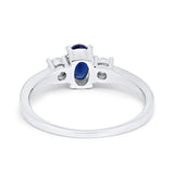 Solitaire Engagement Ring Oval Simulated Cubic Zirconia 925 Sterling Silver