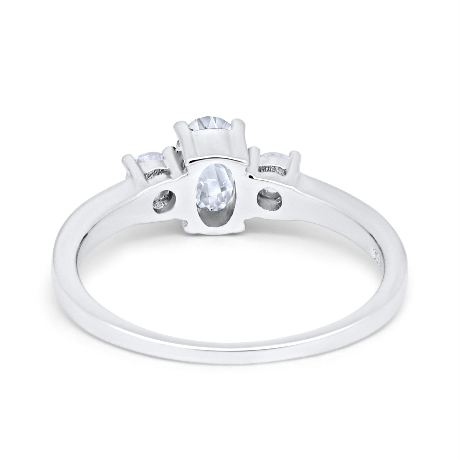 Solitaire Engagement Ring Oval Simulated Cubic Zirconia 925 Sterling Silver