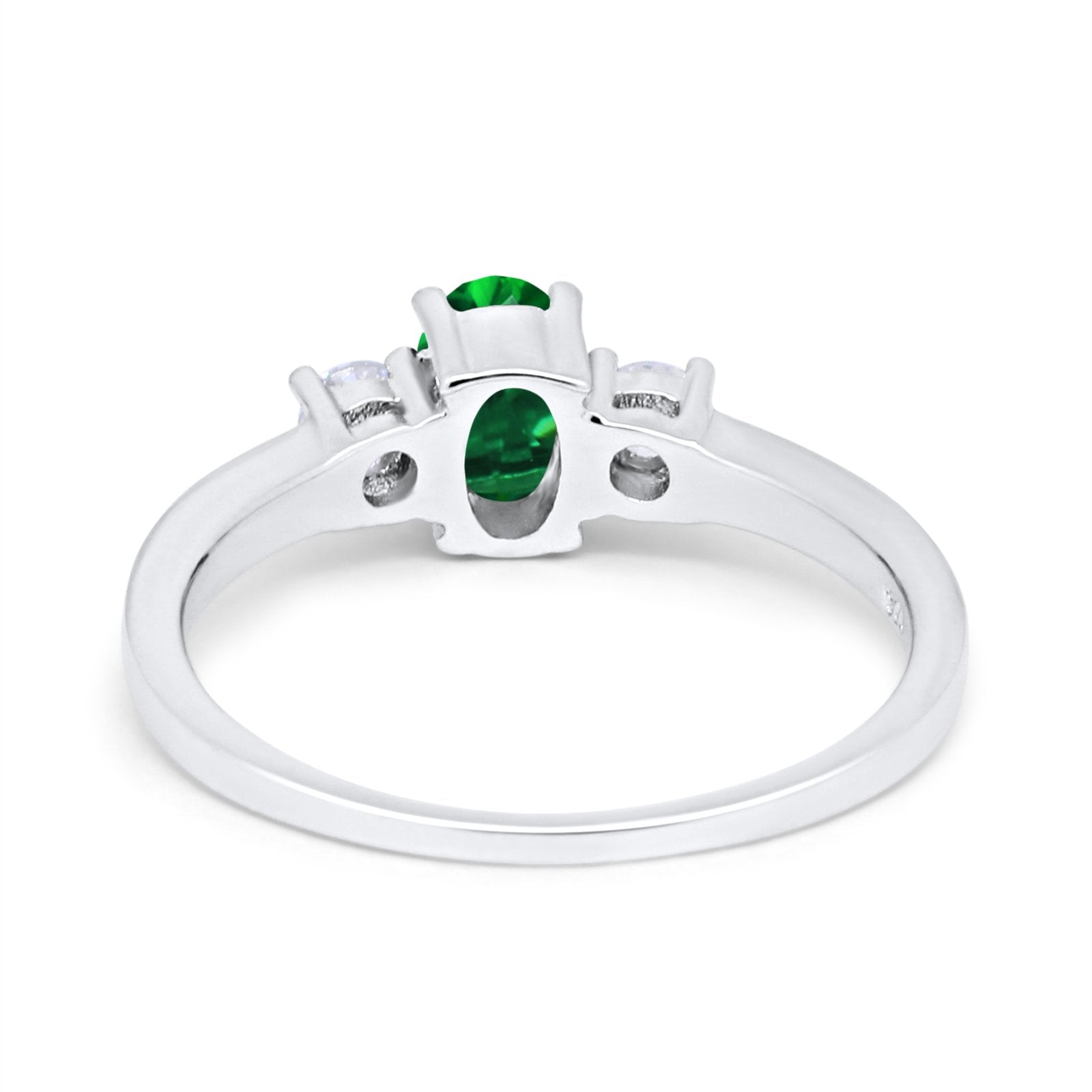 Solitaire Engagement Ring Oval Simulated Cubic Zirconia 925 Sterling Silver