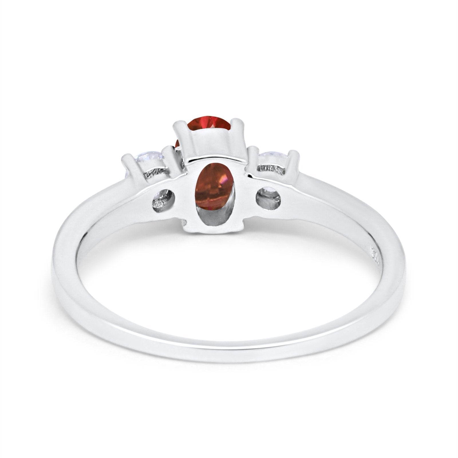 Solitaire Engagement Ring Oval Simulated Cubic Zirconia 925 Sterling Silver
