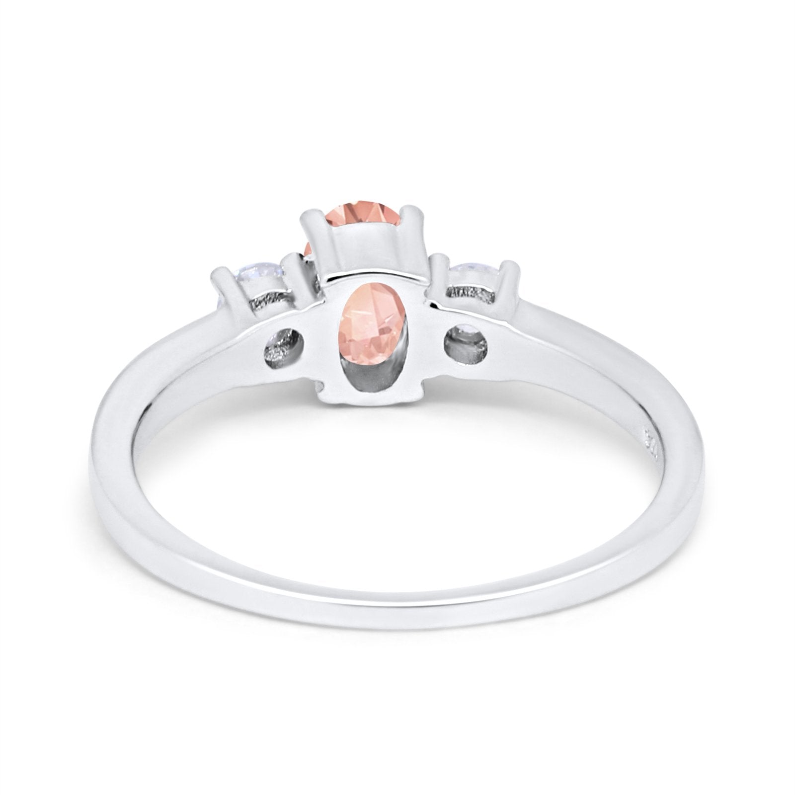 Solitaire Engagement Ring Oval Simulated Cubic Zirconia 925 Sterling Silver