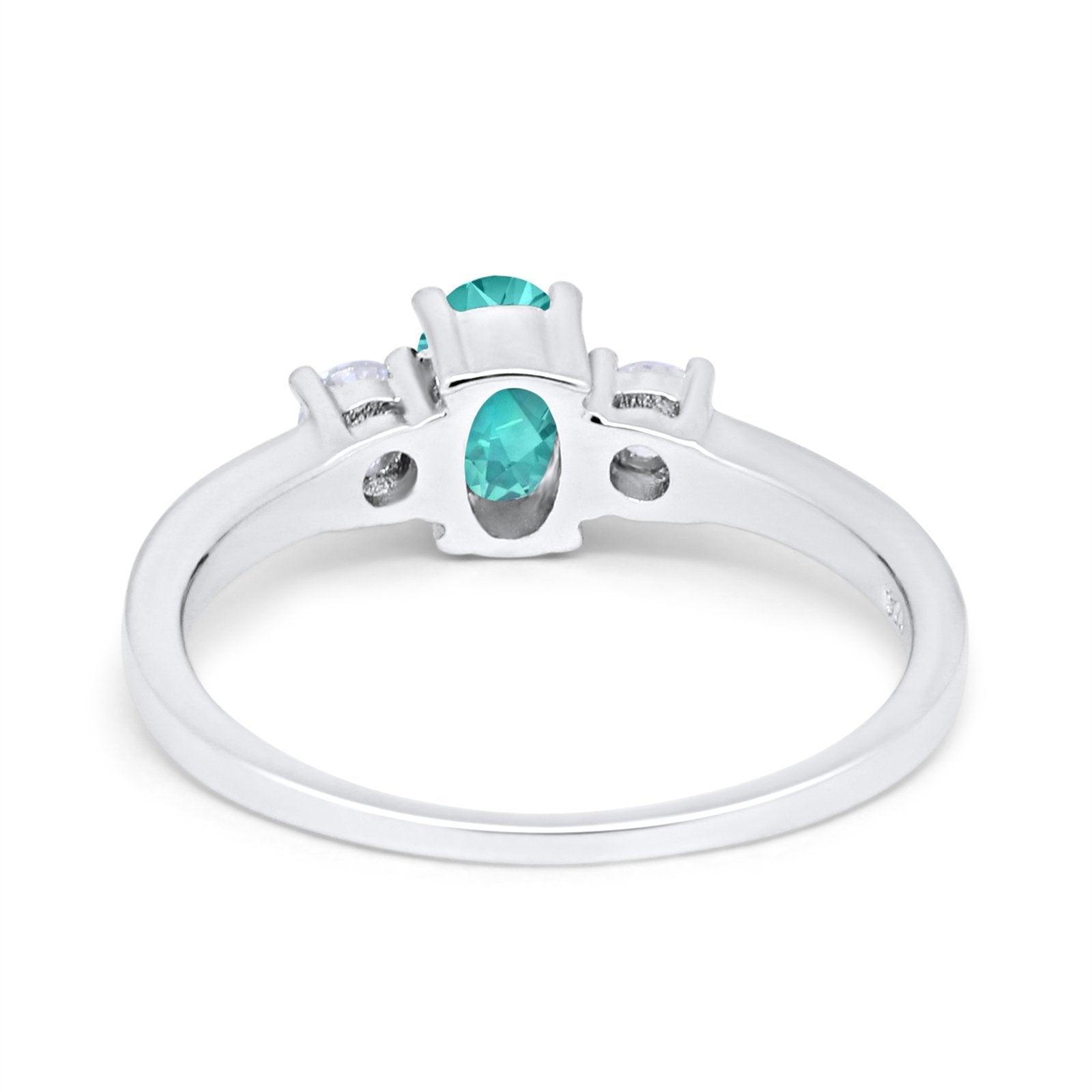 Solitaire Engagement Ring Oval Simulated Cubic Zirconia 925 Sterling Silver
