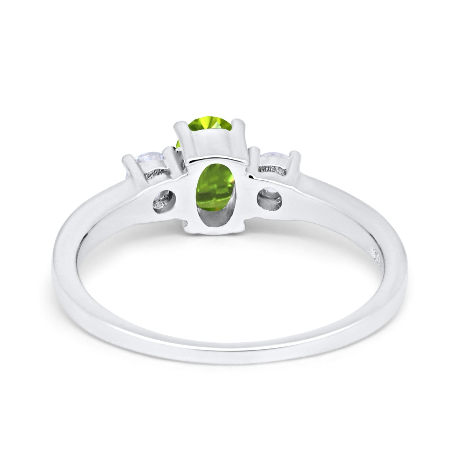 Solitaire Engagement Ring Oval Simulated Cubic Zirconia 925 Sterling Silver