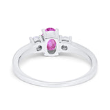 Solitaire Engagement Ring Oval Simulated Cubic Zirconia 925 Sterling Silver