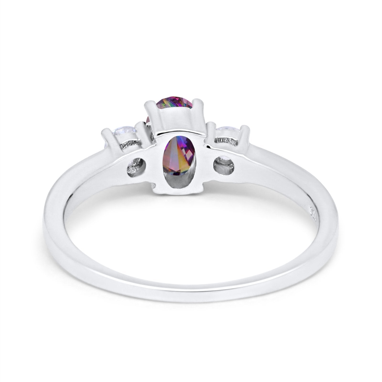 Solitaire Engagement Ring Oval Simulated Cubic Zirconia 925 Sterling Silver