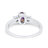 Solitaire Engagement Ring Oval Simulated Cubic Zirconia 925 Sterling Silver