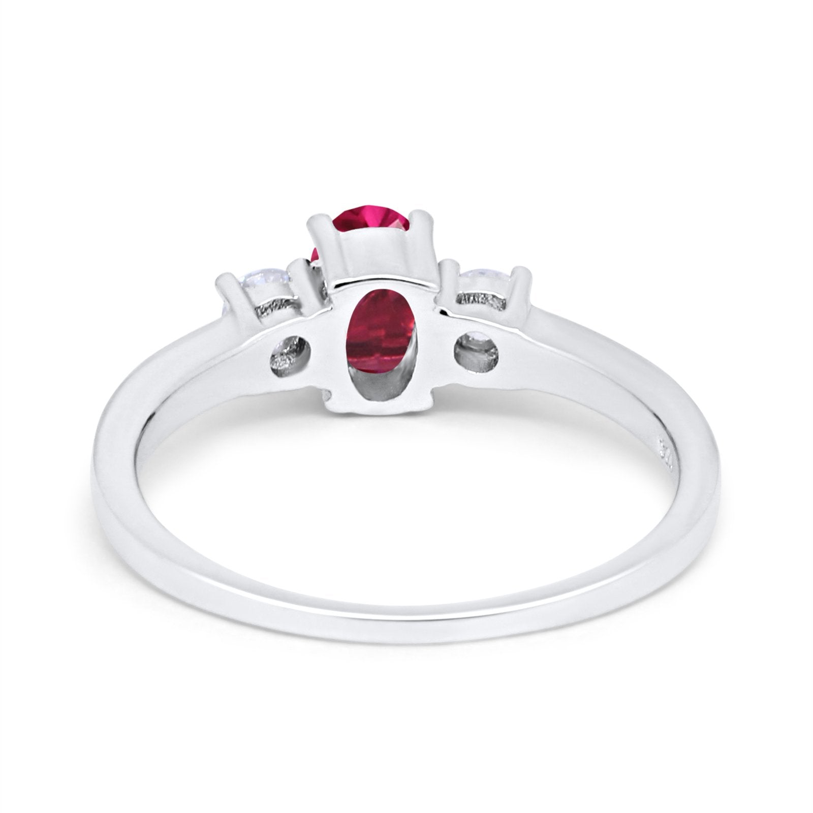 Solitaire Engagement Ring Oval Simulated Cubic Zirconia 925 Sterling Silver