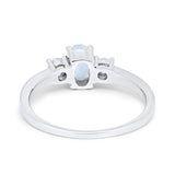 Solitaire Engagement Ring Oval Simulated Cubic Zirconia 925 Sterling Silver