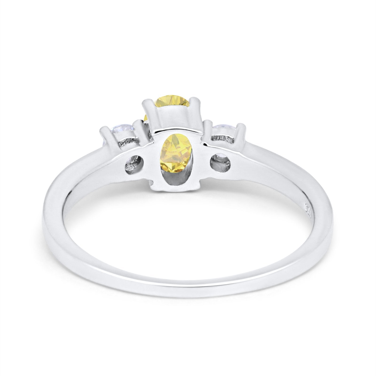 Solitaire Engagement Ring Oval Simulated Cubic Zirconia 925 Sterling Silver