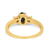 Solitaire Engagement Ring Oval Simulated Cubic Zirconia 925 Sterling Silver