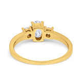 Solitaire Engagement Ring Oval Simulated Cubic Zirconia 925 Sterling Silver