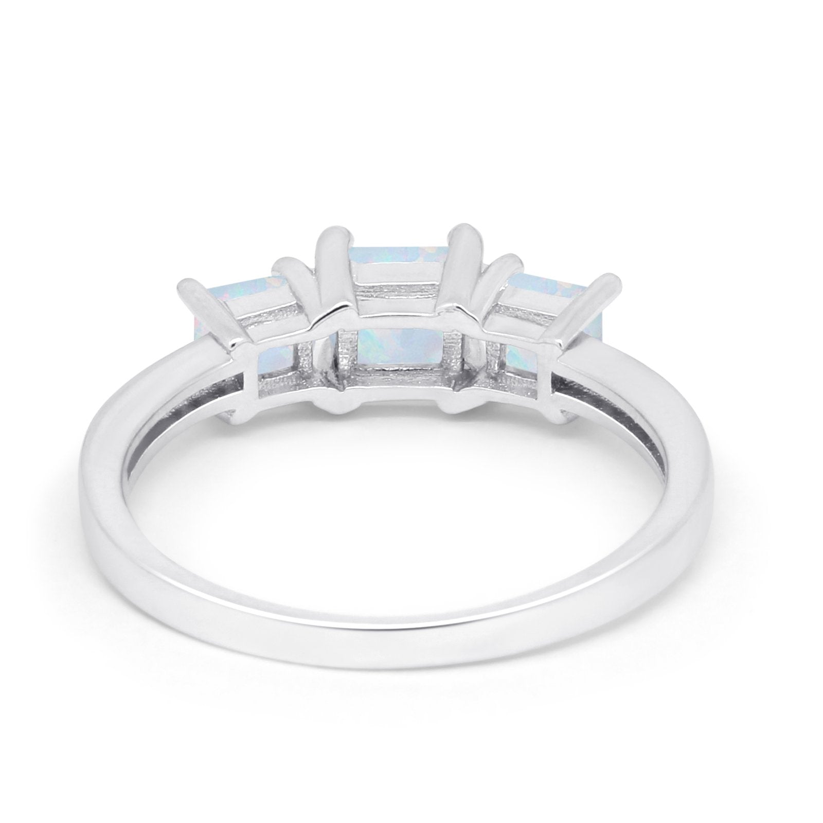 Three Stone Engagement Ring Simulated Cubic Zirconia 925 Sterling Silver