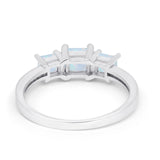 Three Stone Engagement Ring Simulated Cubic Zirconia 925 Sterling Silver