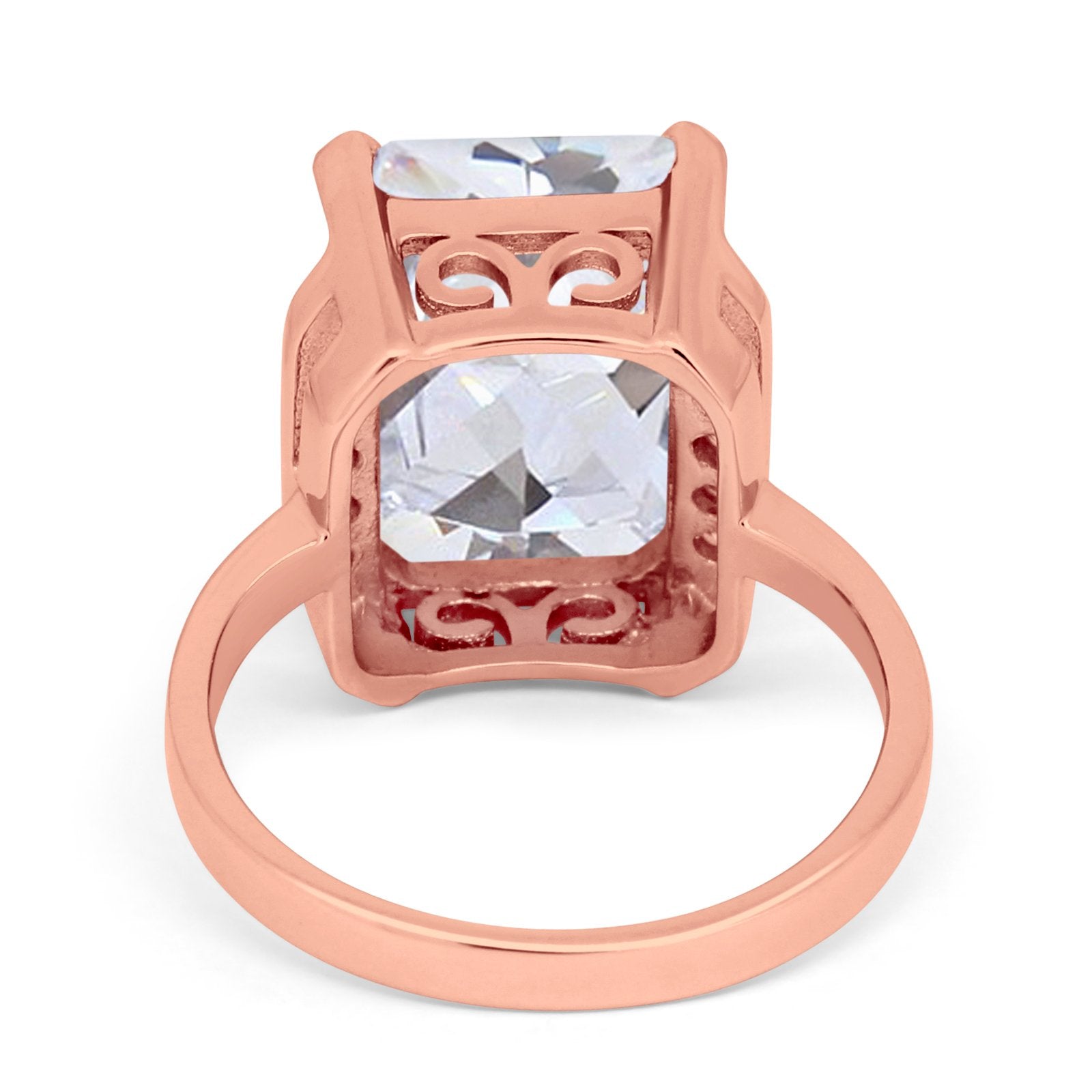 Engagement Ring Radiant Cut Simulated Cubic Zirconia 925 Sterling Silver