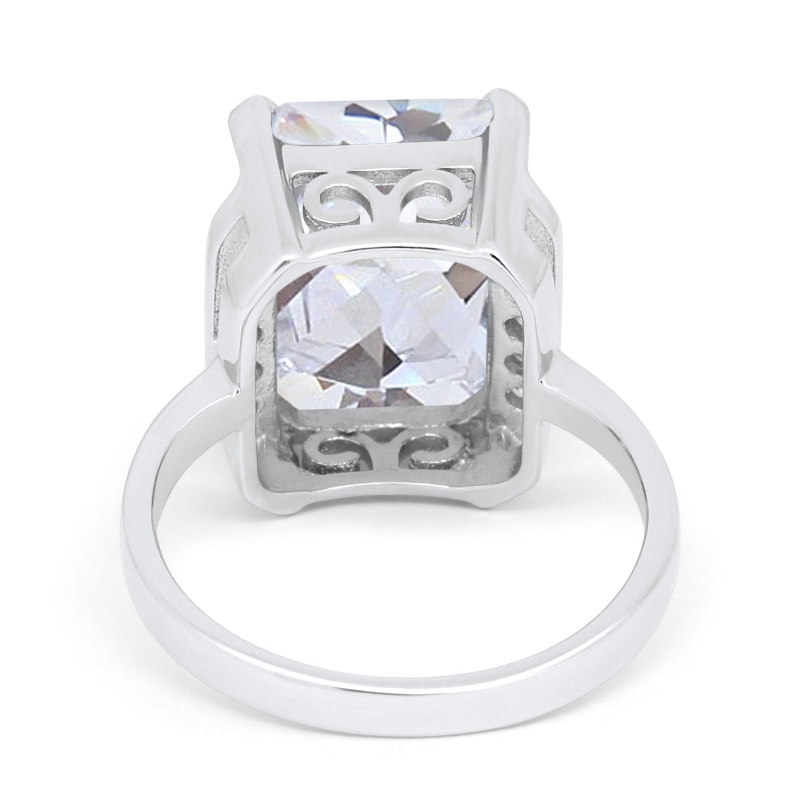 Engagement Ring Radiant Cut Simulated Cubic Zirconia 925 Sterling Silver