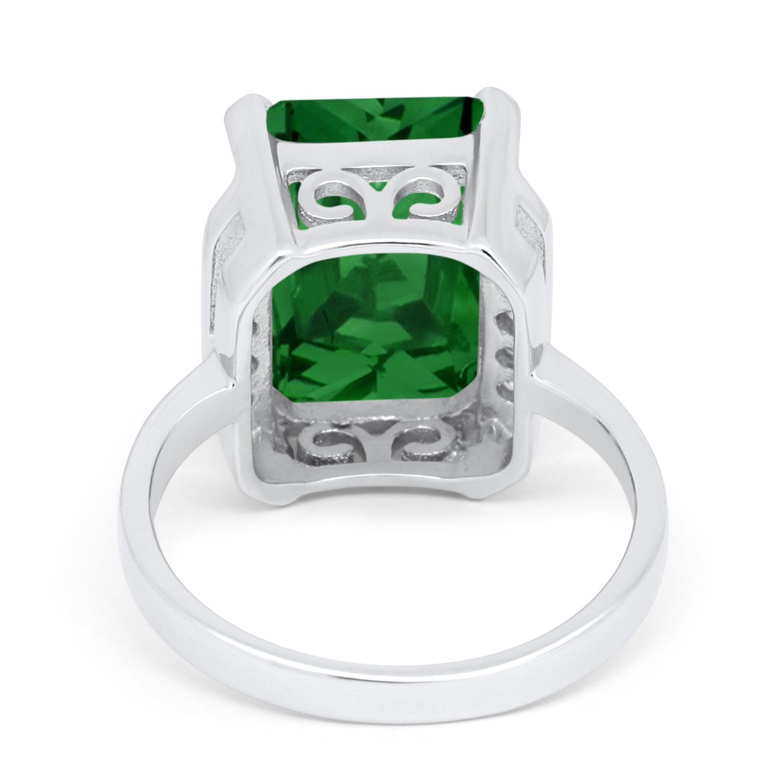 Engagement Ring Radiant Cut Simulated Cubic Zirconia 925 Sterling Silver