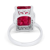 Engagement Ring Radiant Cut Simulated Cubic Zirconia 925 Sterling Silver