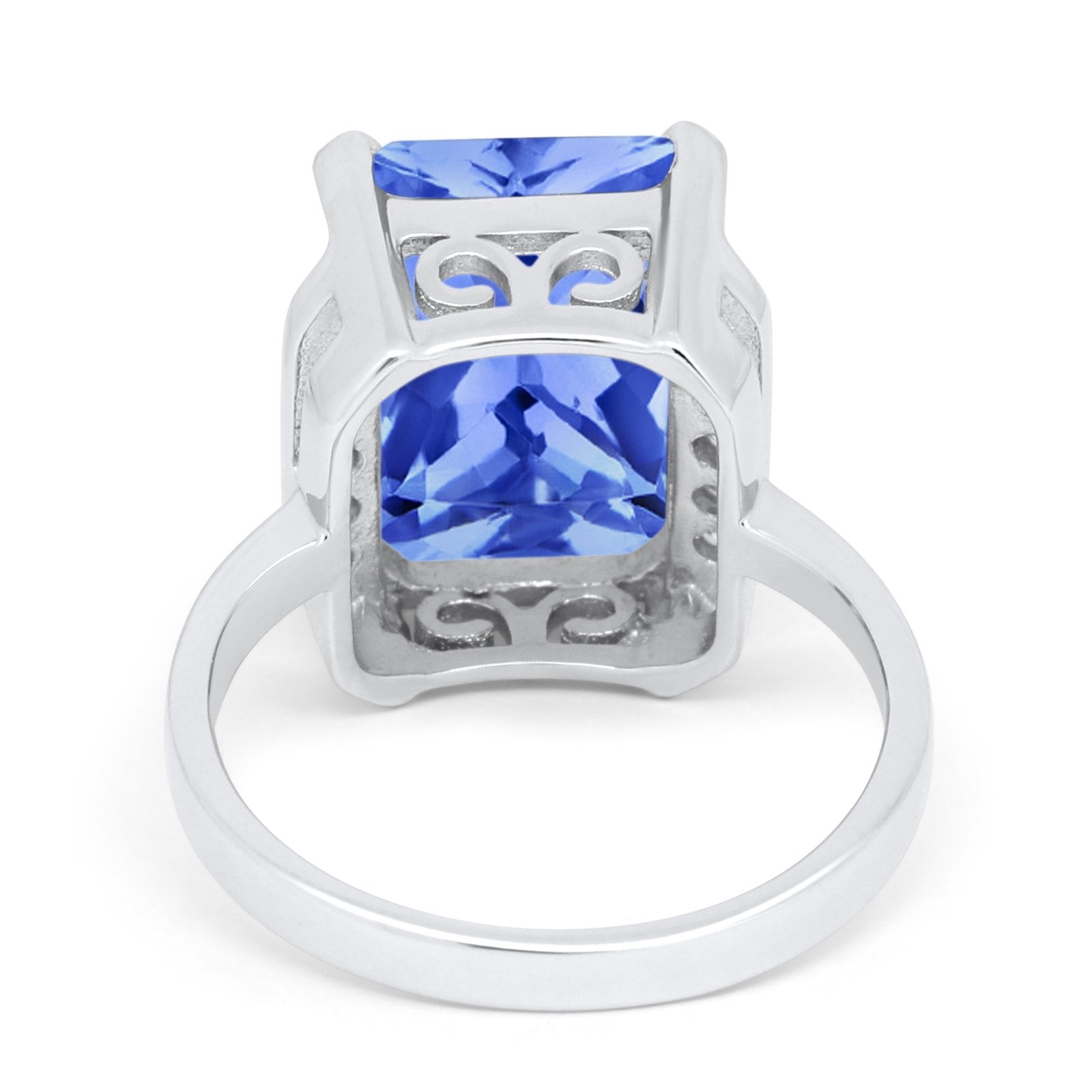 Engagement Ring Radiant Cut Simulated Cubic Zirconia 925 Sterling Silver