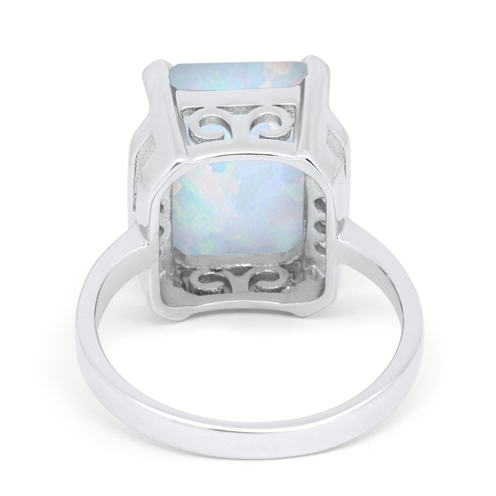 Engagement Ring Radiant Cut Simulated Cubic Zirconia 925 Sterling Silver