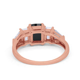 Engagement Ring Radiant Cut Simulated Cubic Zirconia 925 Sterling Silver