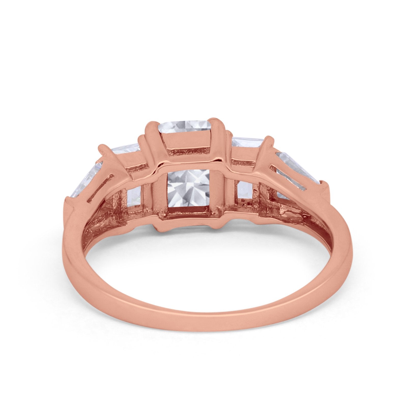 Engagement Ring Radiant Cut Simulated Cubic Zirconia 925 Sterling Silver