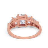 Engagement Ring Radiant Cut Simulated Cubic Zirconia 925 Sterling Silver