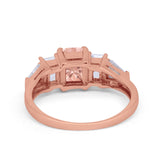 Engagement Ring Radiant Cut Simulated Cubic Zirconia 925 Sterling Silver