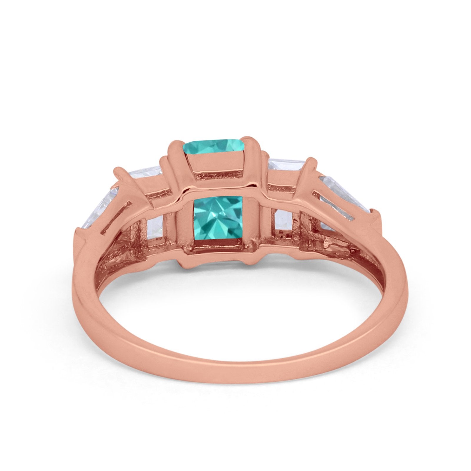 Engagement Ring Radiant Cut Simulated Cubic Zirconia 925 Sterling Silver