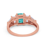 Engagement Ring Radiant Cut Simulated Cubic Zirconia 925 Sterling Silver