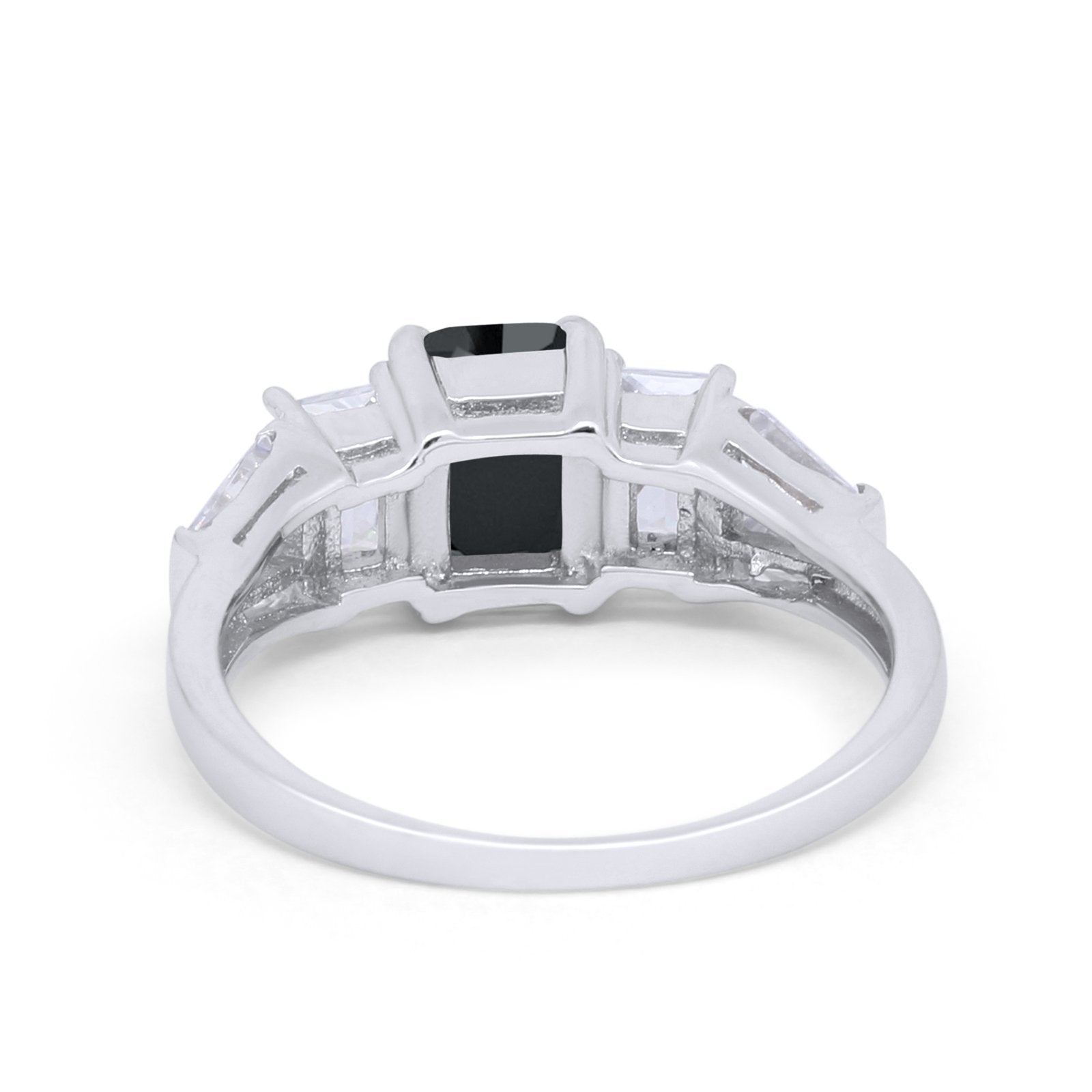 Engagement Ring Radiant Cut Simulated Cubic Zirconia 925 Sterling Silver