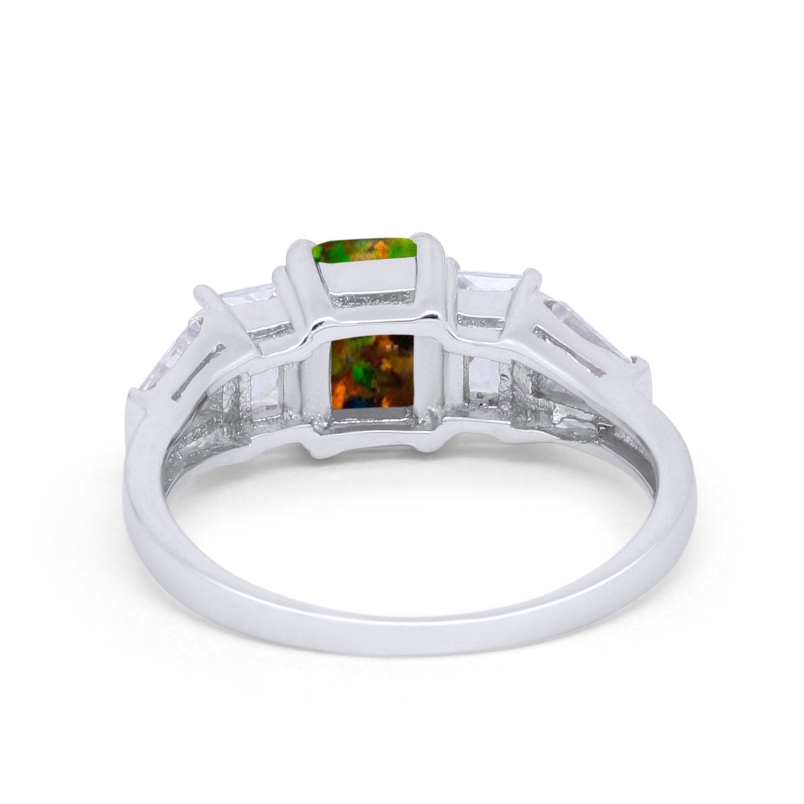 Engagement Ring Radiant Cut Simulated Cubic Zirconia 925 Sterling Silver