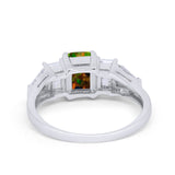 Engagement Ring Radiant Cut Simulated Cubic Zirconia 925 Sterling Silver