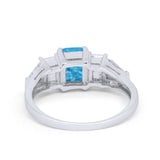 Engagement Ring Radiant Cut Simulated Cubic Zirconia 925 Sterling Silver