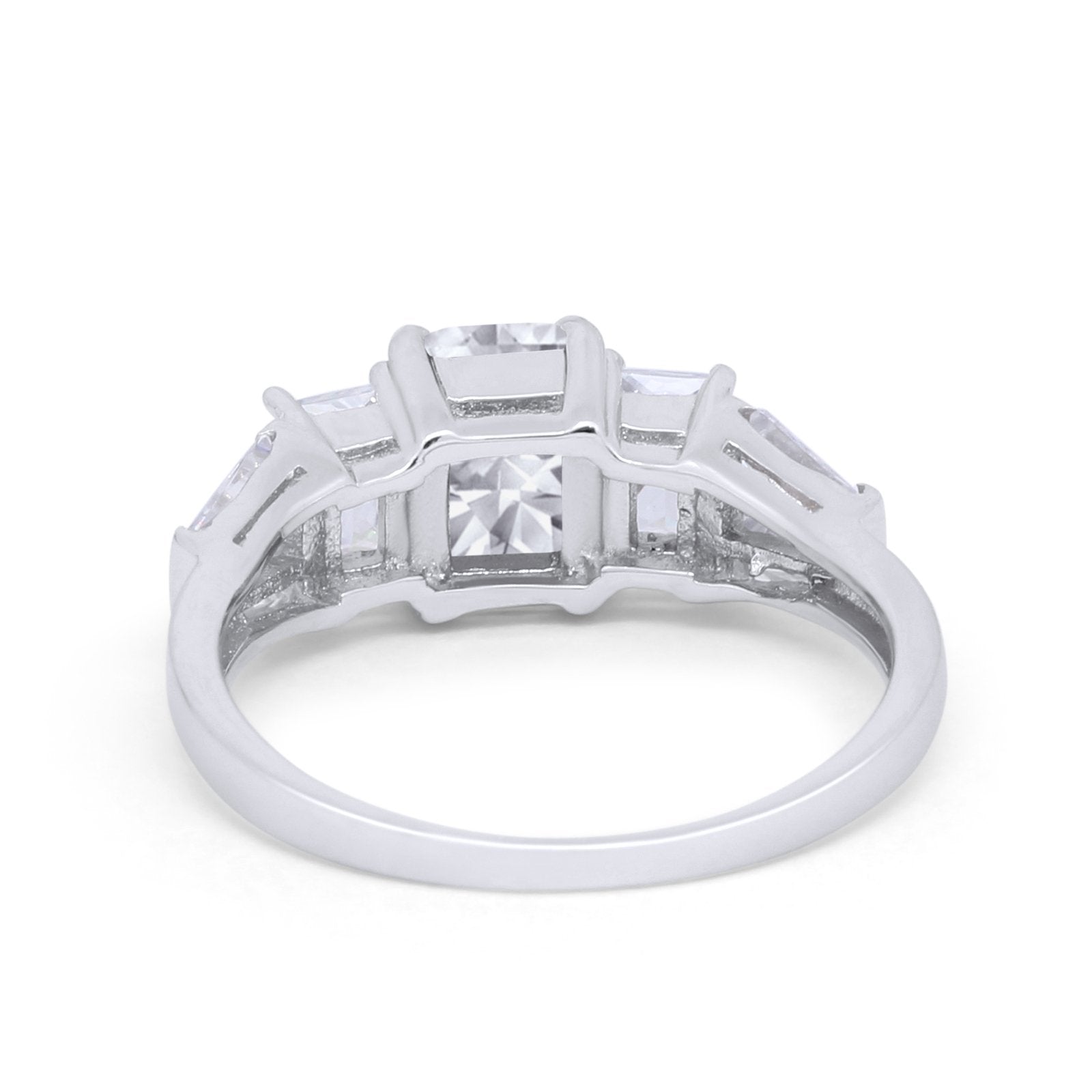 Engagement Ring Radiant Cut Simulated Cubic Zirconia 925 Sterling Silver