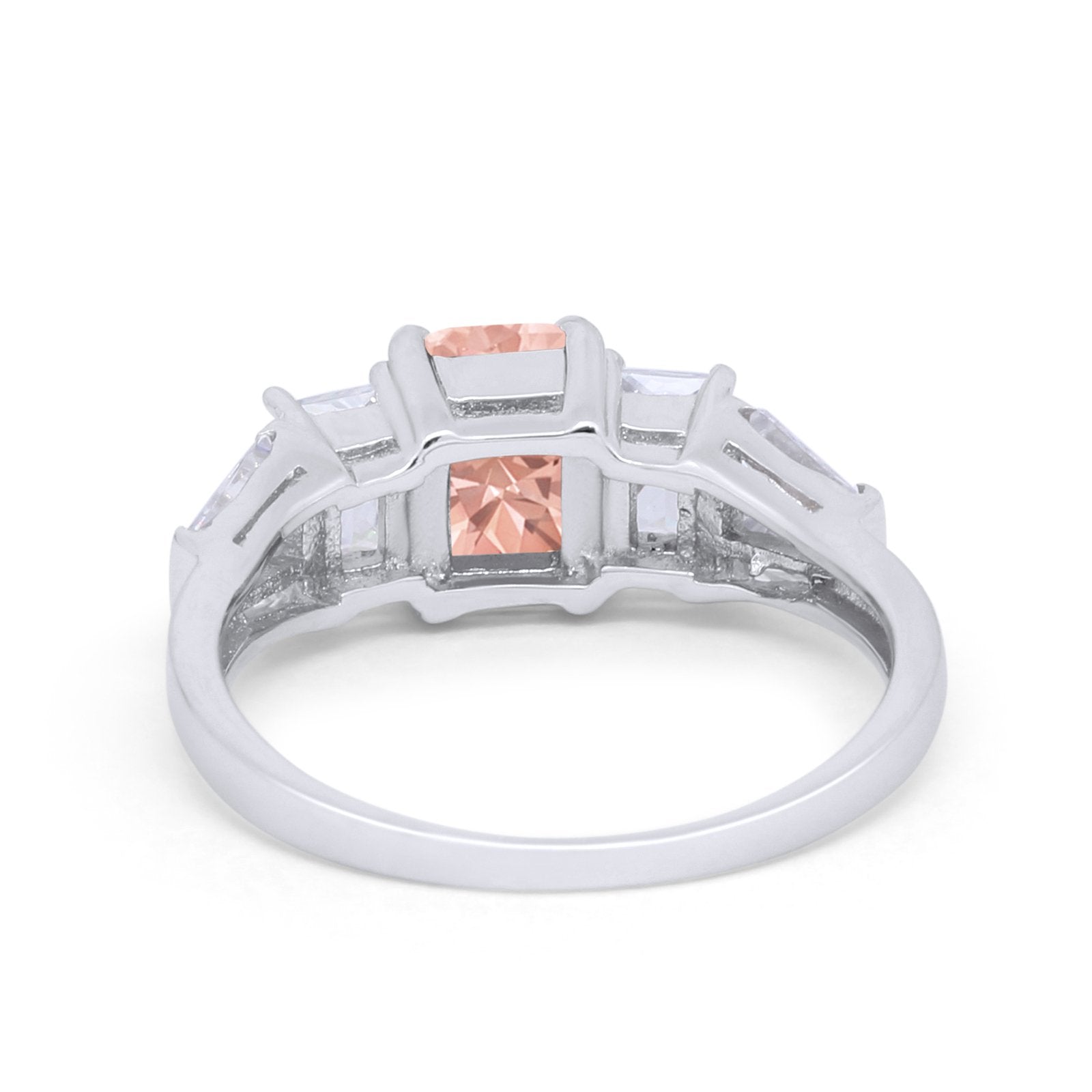 Engagement Ring Radiant Cut Simulated Cubic Zirconia 925 Sterling Silver