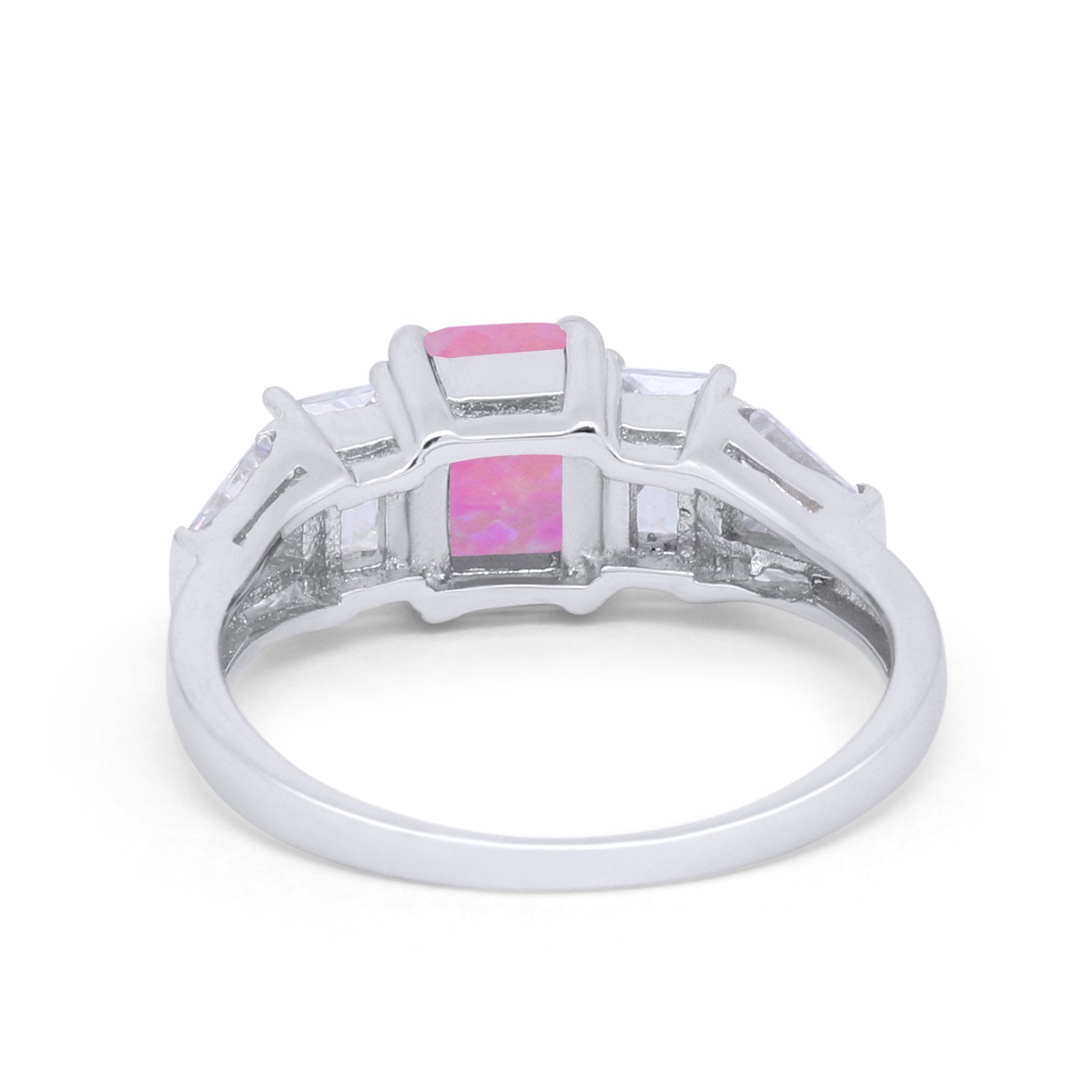 Engagement Ring Radiant Cut Simulated Cubic Zirconia 925 Sterling Silver