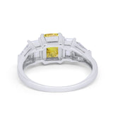 Engagement Ring Radiant Cut Simulated Cubic Zirconia 925 Sterling Silver