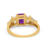 Engagement Ring Radiant Cut Simulated Cubic Zirconia 925 Sterling Silver