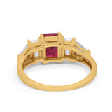 Engagement Ring Radiant Cut Simulated Cubic Zirconia 925 Sterling Silver