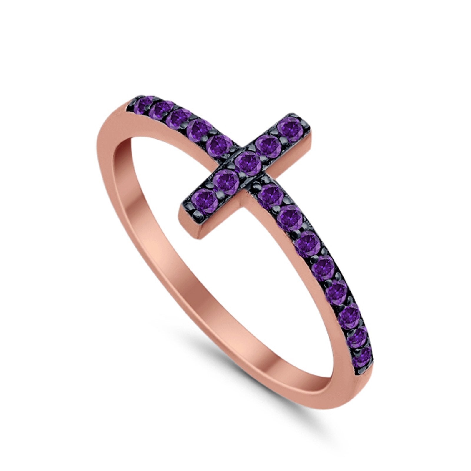 Wedding Eternity Sideways Cross Rings Simulated CZ 925 Sterling Silver