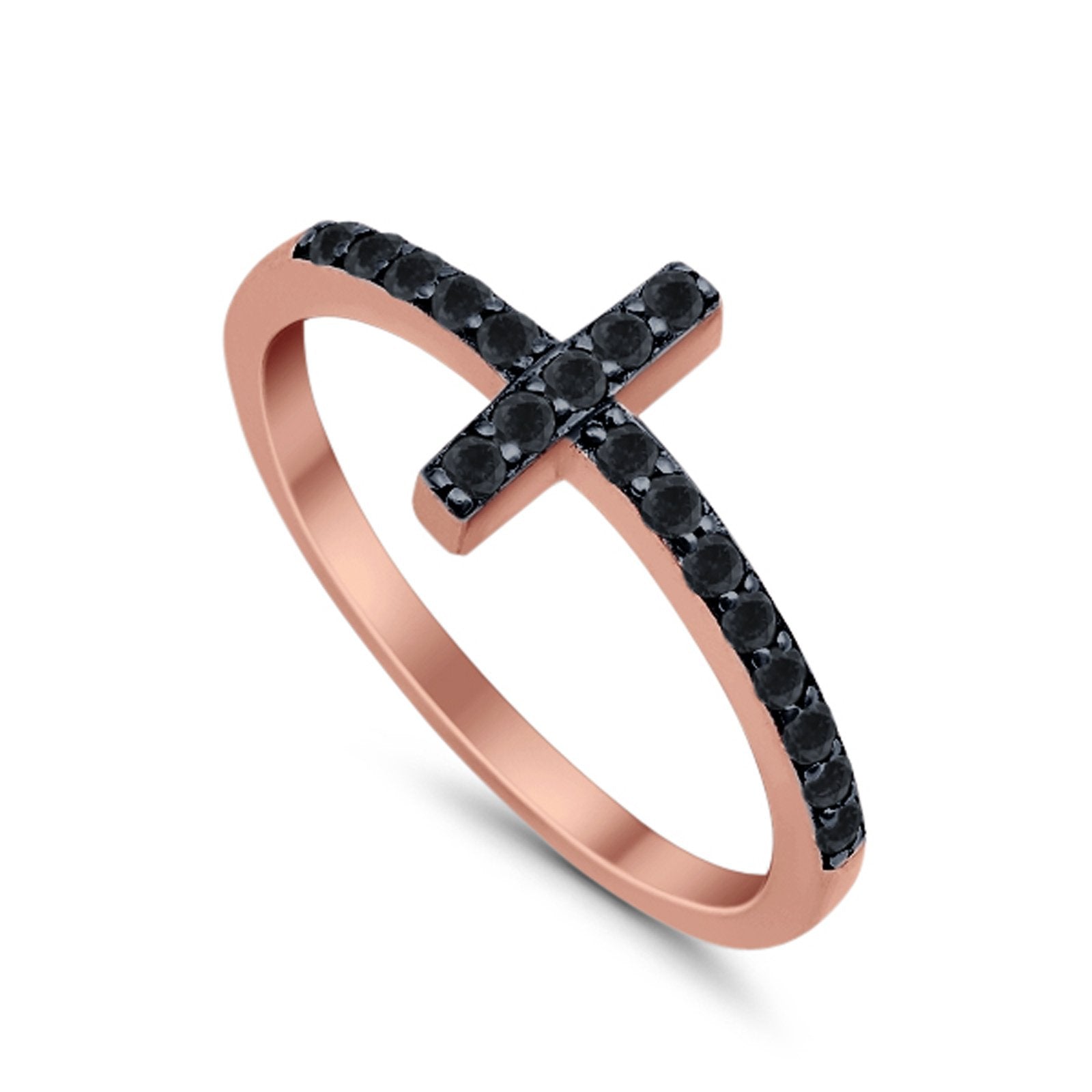 Wedding Eternity Sideways Cross Rings Simulated CZ 925 Sterling Silver